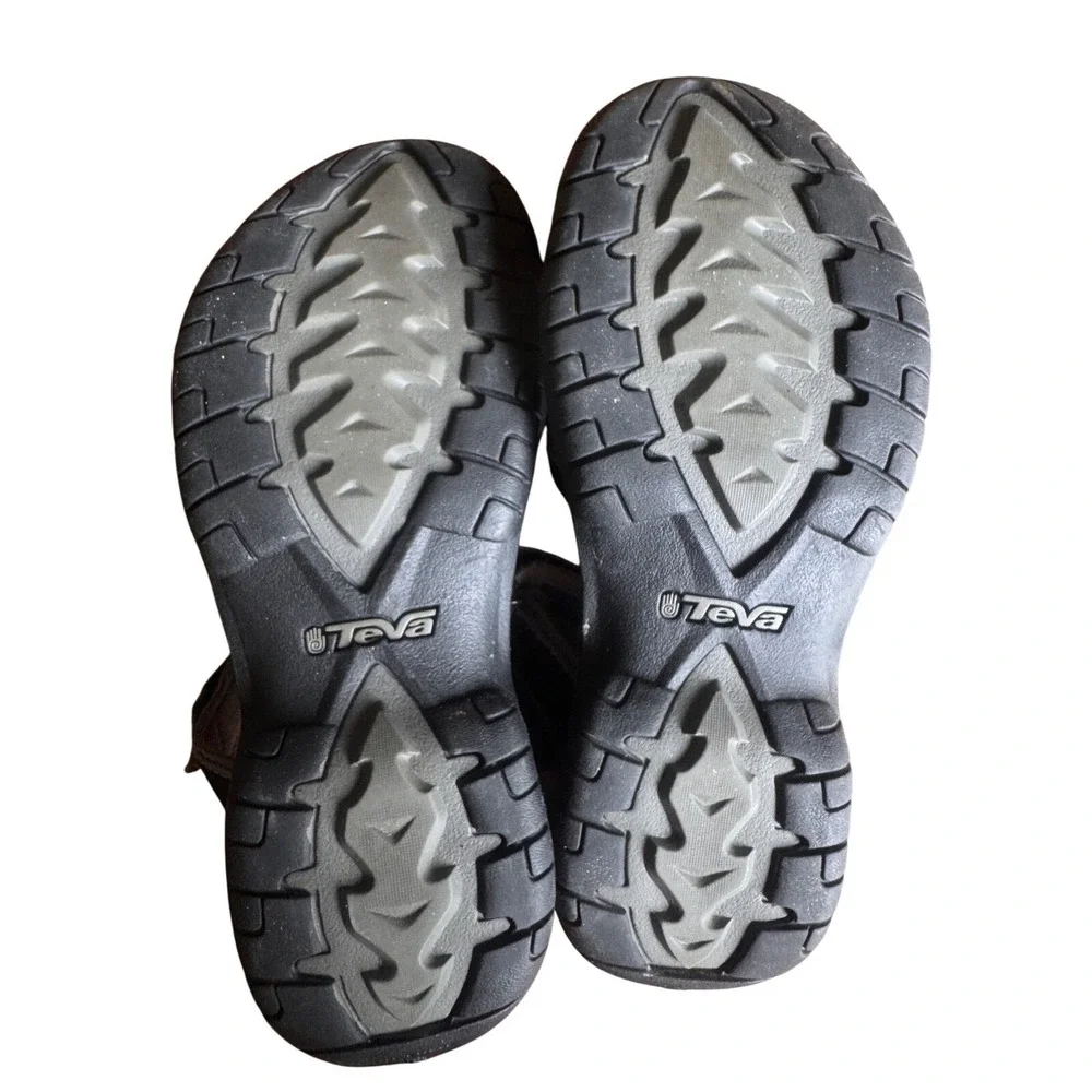 Teva Tirra‎ Black Gray Sport Hiking Sandals Womens Size 6 Hook Loop Straps